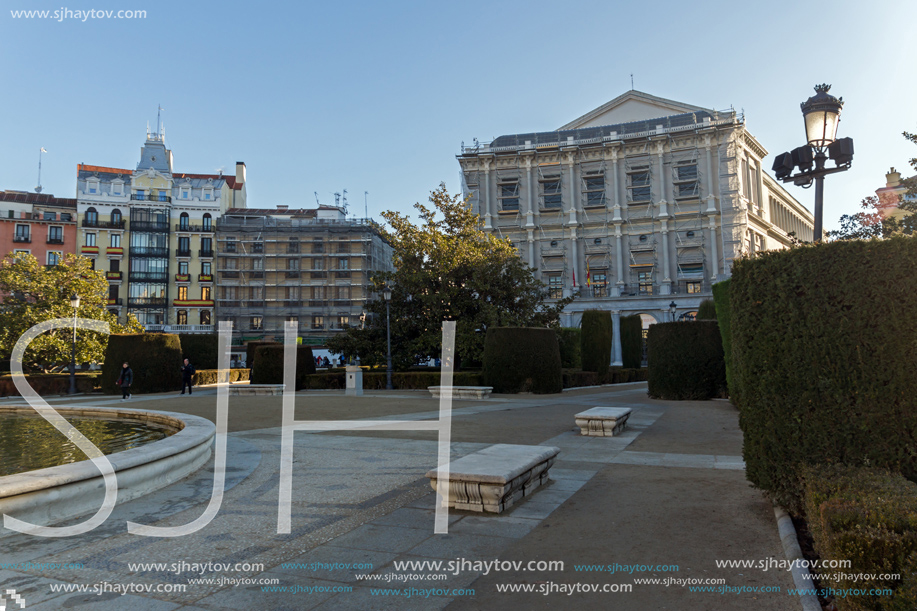 MADRID, SPAIN - JANUARY 22, 2018:  Beautiful view of Teatro Real in Madrid, Spain