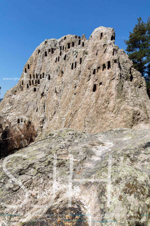 Antique Thracian Sanctuary Eagle Rocks near town of Ardino, Kardzhali Region, Bulgaria
