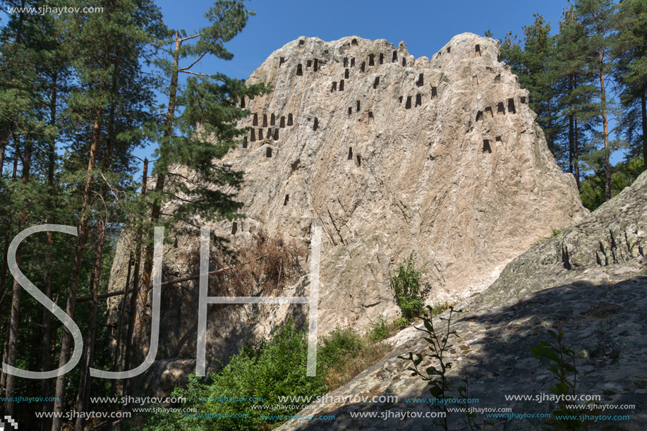 Antique Thracian Sanctuary Eagle Rocks near town of Ardino, Kardzhali Region, Bulgaria