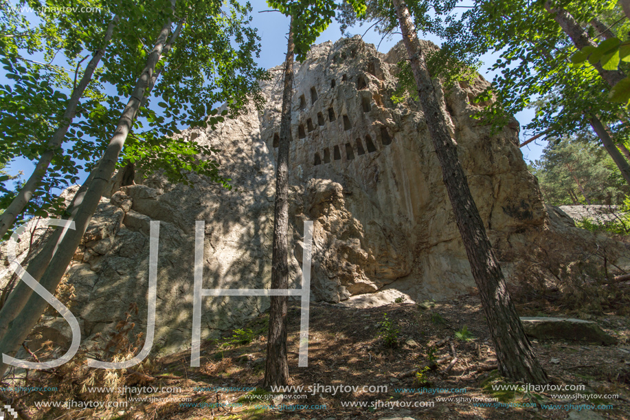 Antique Thracian Sanctuary Eagle Rocks near town of Ardino, Kardzhali Region, Bulgaria