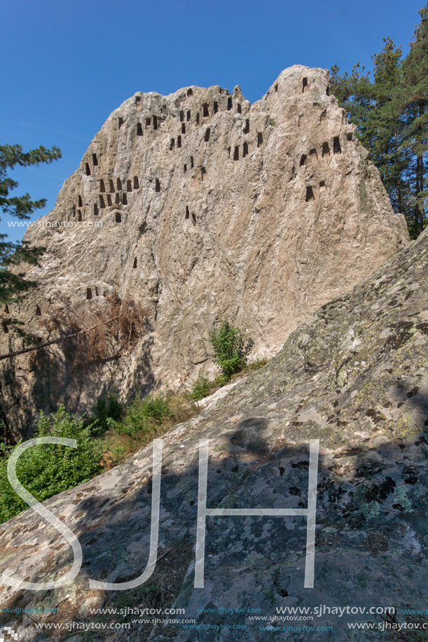 Antique Thracian Sanctuary Eagle Rocks near town of Ardino, Kardzhali Region, Bulgaria