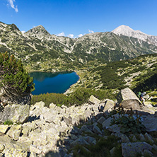 Amazing Landscape with Fish Banderitsa Lake And Vihren Peak, Pirin Mountain, Bulgaria