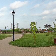 OBZOR, BULGARIA - JULY 26, 2014: Park at the embankment of resort of Obzor, Burgas region, Bulgaria