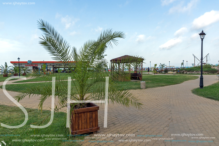 OBZOR, BULGARIA - JULY 26, 2014: Park at the embankment of resort of Obzor, Burgas region, Bulgaria