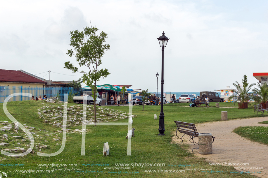 OBZOR, BULGARIA - JULY 26, 2014: Park at the embankment of resort of Obzor, Burgas region, Bulgaria