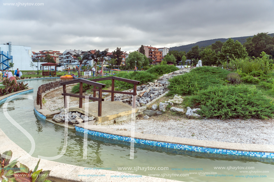 OBZOR, BULGARIA - JULY 26, 2014: Park at the embankment of resort of Obzor, Burgas region, Bulgaria