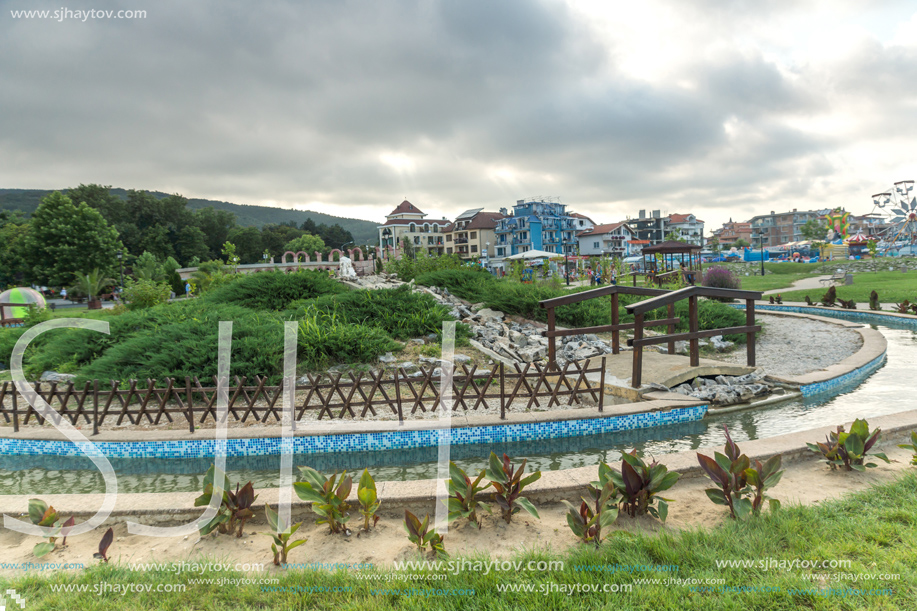 OBZOR, BULGARIA - JULY 26, 2014: Park at the embankment of resort of Obzor, Burgas region, Bulgaria