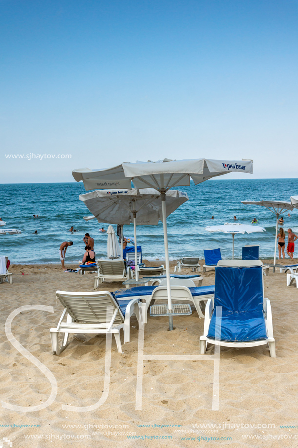 OBZOR, BULGARIA - JULY 26, 2014: Beach of resort of Obzor, Burgas region, Bulgaria