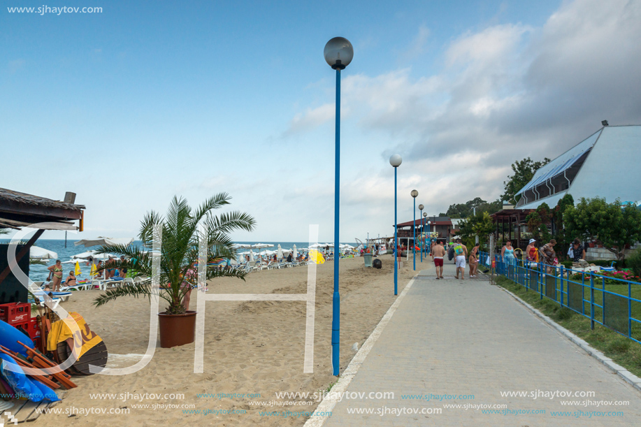 OBZOR, BULGARIA - JULY 26, 2014: Beach of resort of Obzor, Burgas region, Bulgaria