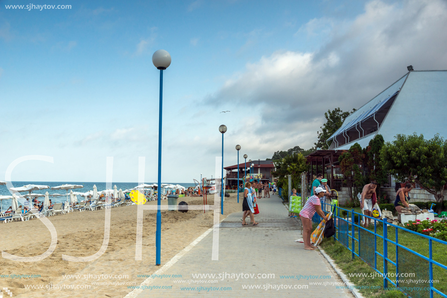 OBZOR, BULGARIA - JULY 26, 2014: Beach of resort of Obzor, Burgas region, Bulgaria