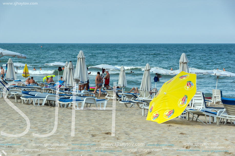 OBZOR, BULGARIA - JULY 26, 2014: Beach of resort of Obzor, Burgas region, Bulgaria