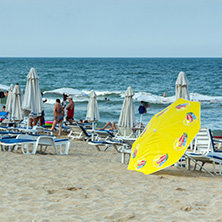 OBZOR, BULGARIA - JULY 26, 2014: Beach of resort of Obzor, Burgas region, Bulgaria