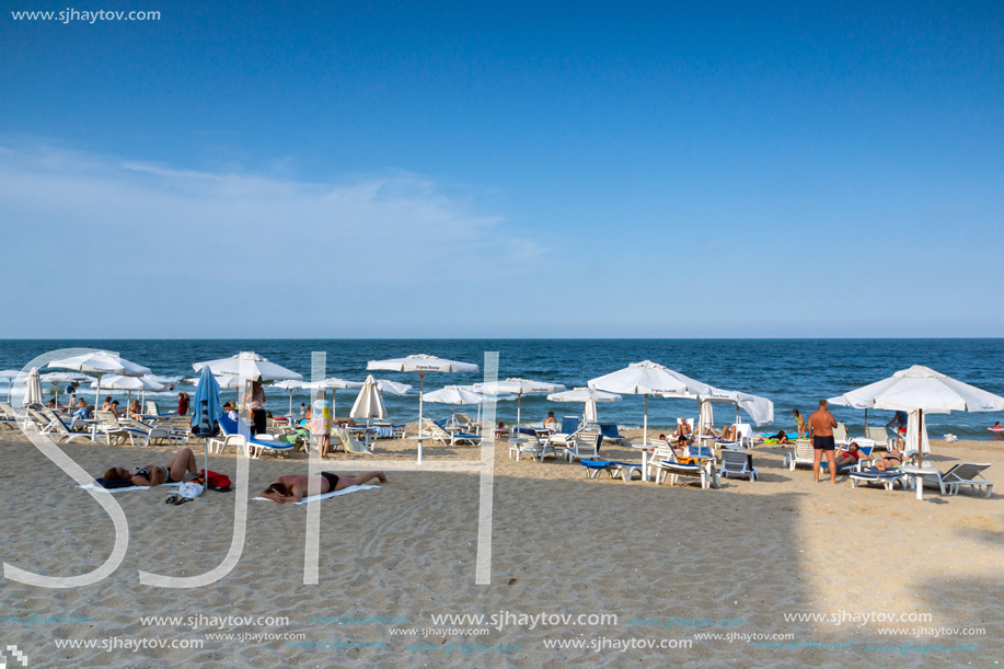 OBZOR, BULGARIA - JULY 26, 2014: Beach of resort of Obzor, Burgas region, Bulgaria