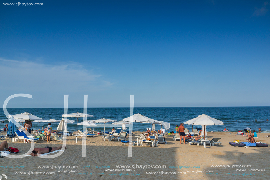 OBZOR, BULGARIA - JULY 26, 2014: Beach of resort of Obzor, Burgas region, Bulgaria