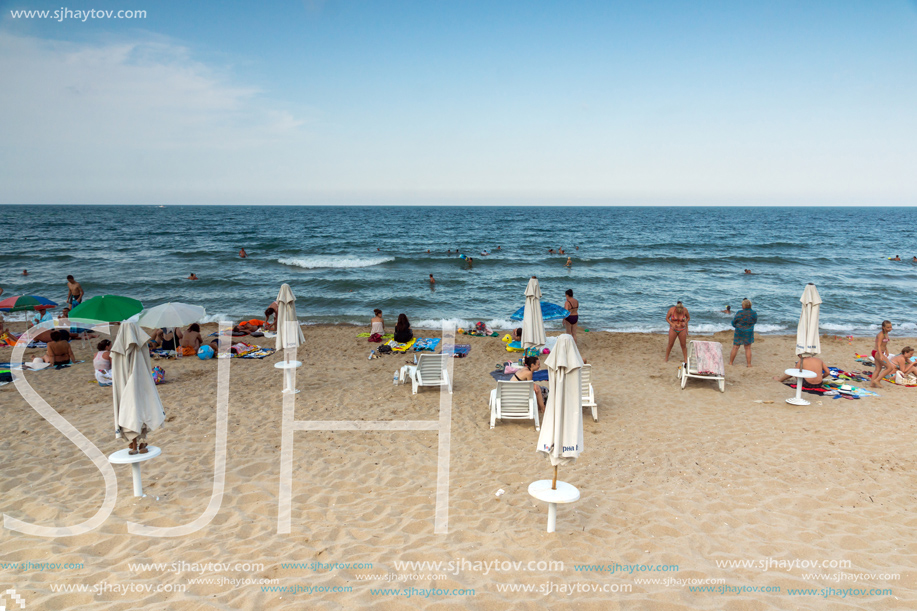 OBZOR, BULGARIA - JULY 26, 2014: Beach of resort of Obzor, Burgas region, Bulgaria