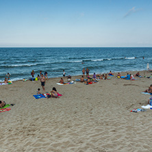 OBZOR, BULGARIA - JULY 26, 2014: Beach of resort of Obzor, Burgas region, Bulgaria