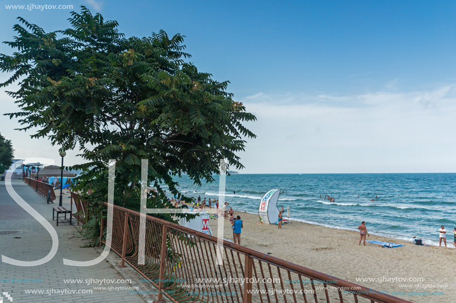 OBZOR, BULGARIA - JULY 26, 2014: Beach of resort of Obzor, Burgas region, Bulgaria