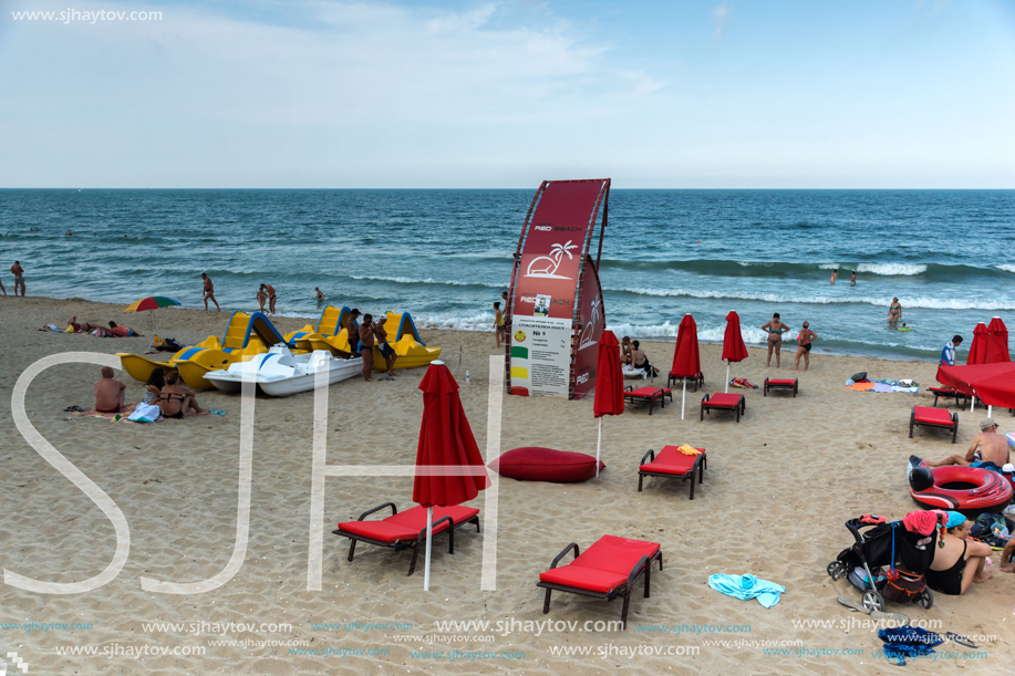 OBZOR, BULGARIA - JULY 26, 2014: Beach of resort of Obzor, Burgas region, Bulgaria