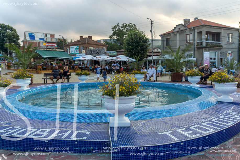 OBZOR, BULGARIA - JULY 26, 2014: Street in the center of resort of Obzor, Burgas region, Bulgaria