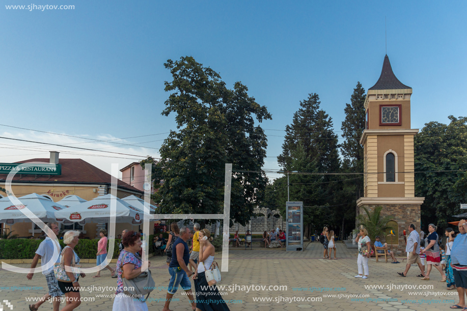 OBZOR, BULGARIA - JULY 26, 2014: Street in the center of resort of Obzor, Burgas region, Bulgaria