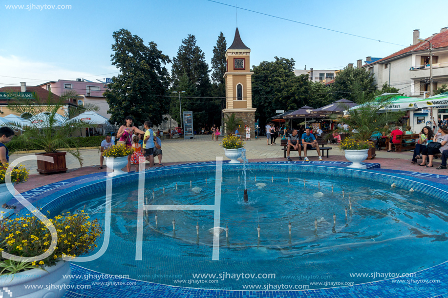 OBZOR, BULGARIA - JULY 26, 2014: Street in the center of resort of Obzor, Burgas region, Bulgaria