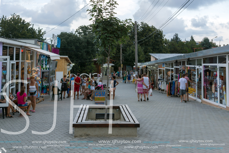 OBZOR, BULGARIA - JULY 29, 2014: Street in the center of resort of Obzor, Burgas region, Bulgaria