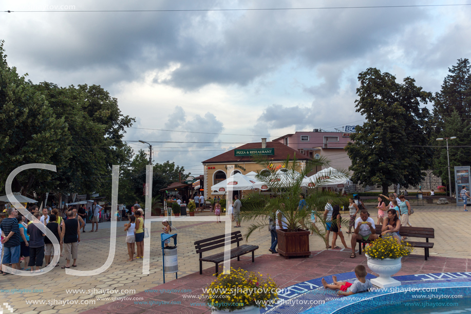 OBZOR, BULGARIA - JULY 29, 2014: Street in the center of resort of Obzor, Burgas region, Bulgaria