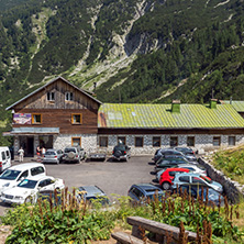 BANSKO, BULGARIA - AUGUST 13, 2013: Vihren hut in Pirin Mountain, Bulgaria