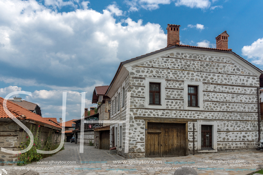 BANSKO, BULGARIA - AUGUST 13, 2013: Authentic nineteenth century houses in town of Bansko, Blagoevgrad Region, Bulgaria