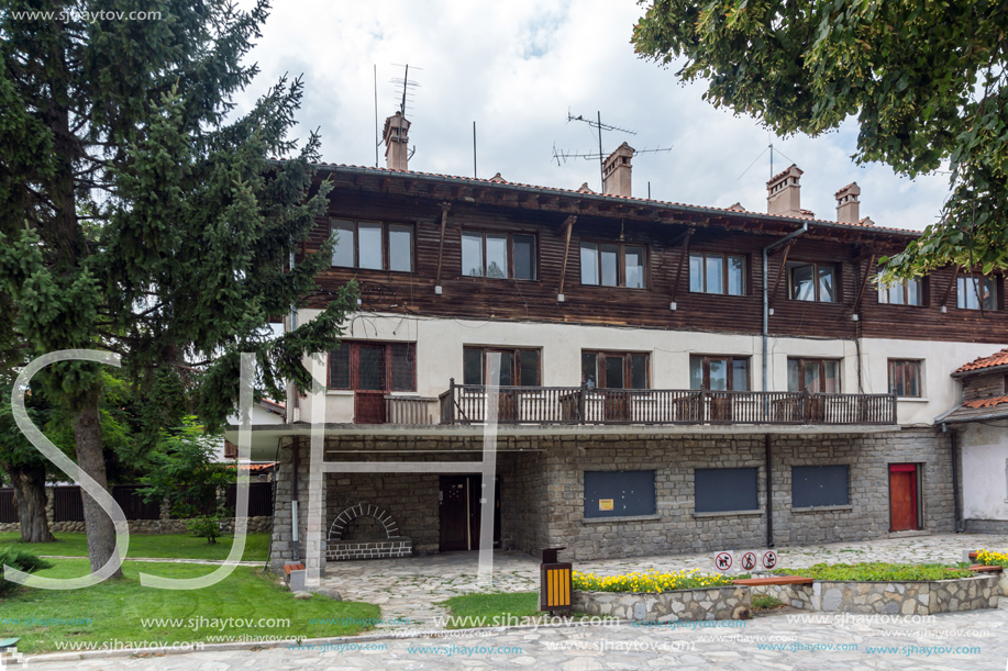 BANSKO, BULGARIA - AUGUST 13, 2013: Authentic nineteenth century houses in town of Bansko, Blagoevgrad Region, Bulgaria