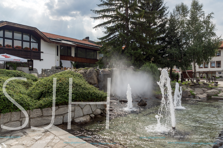 BANSKO, BULGARIA - AUGUST 13, 2013: Center of Bansko resort, Blagoevgrad Region, Bulgaria