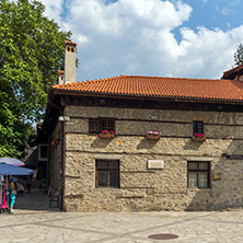 BANSKO, BULGARIA - AUGUST 13, 2013: Authentic nineteenth century houses in town of Bansko, Blagoevgrad Region, Bulgaria