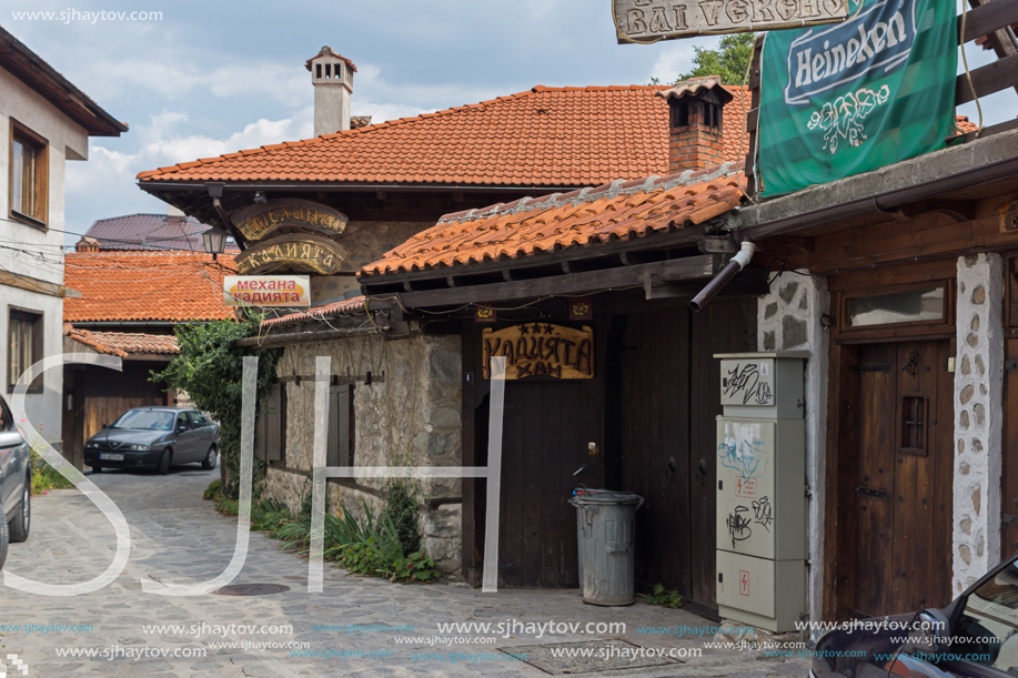 BANSKO, BULGARIA - AUGUST 13, 2013: Authentic nineteenth century houses in town of Bansko, Blagoevgrad Region, Bulgaria