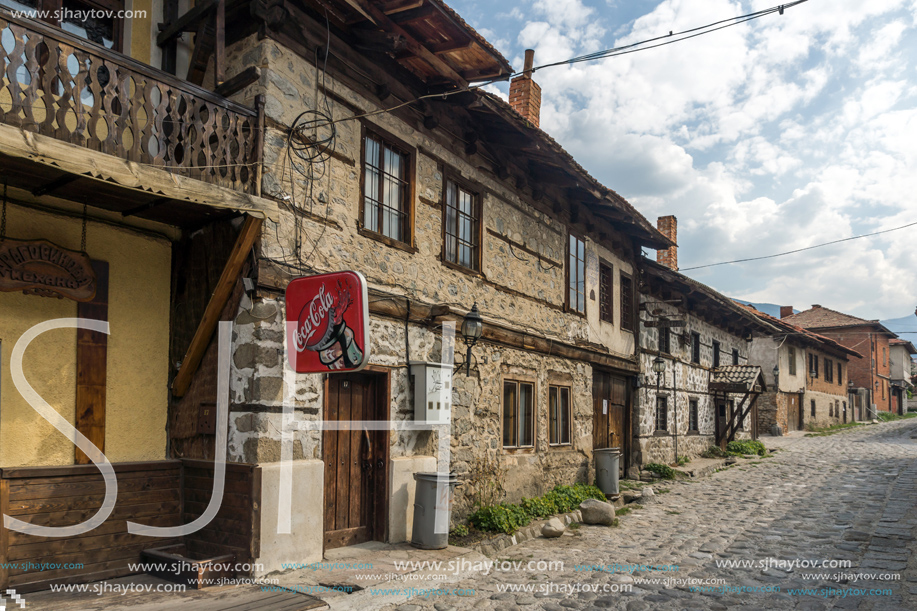 BANSKO, BULGARIA - AUGUST 13, 2013: Authentic nineteenth century houses in town of Bansko, Blagoevgrad Region, Bulgaria