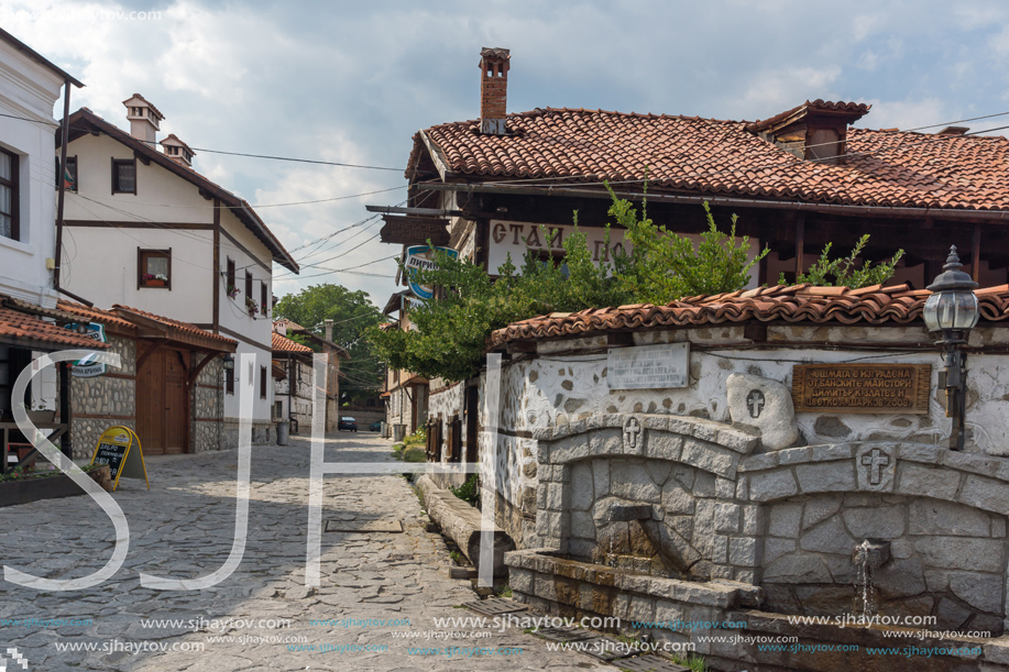 BANSKO, BULGARIA - AUGUST 13, 2013: Authentic nineteenth century houses in town of Bansko, Blagoevgrad Region, Bulgaria