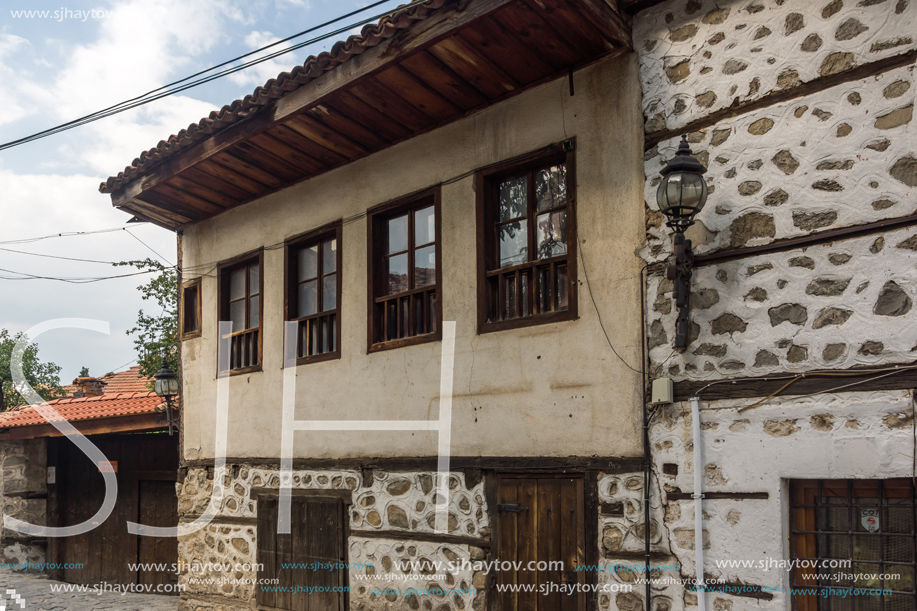 BANSKO, BULGARIA - AUGUST 13, 2013: Authentic nineteenth century houses in town of Bansko, Blagoevgrad Region, Bulgaria