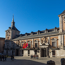 MADRID, SPAIN - JANUARY 22, 2018: Amazing view of Plaza de la Villa in City of Madrid, Spain