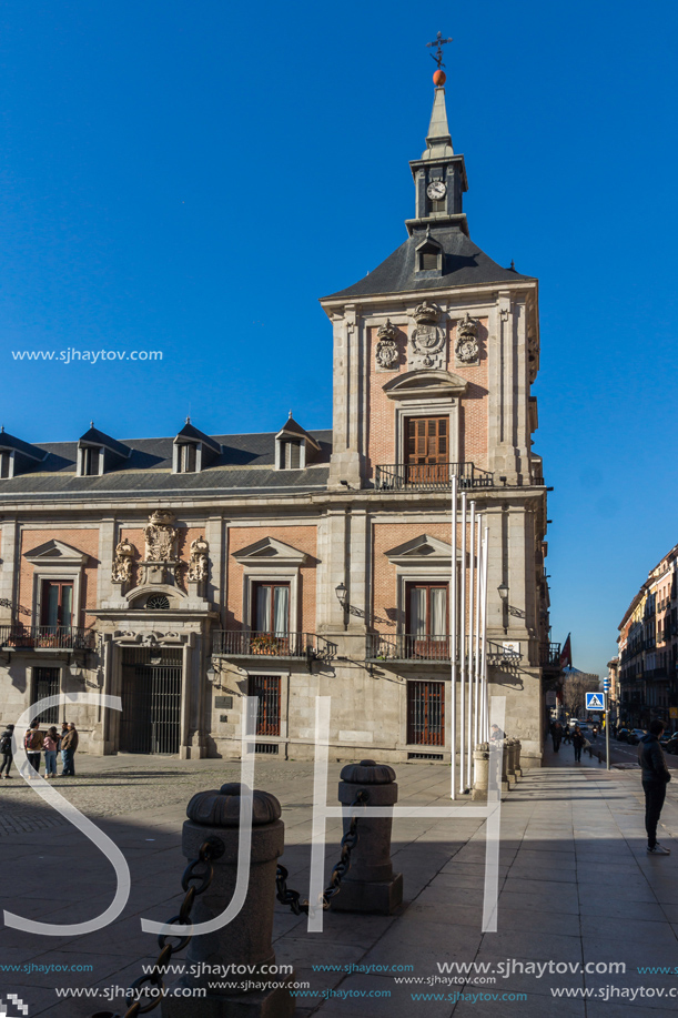 MADRID, SPAIN - JANUARY 22, 2018: Amazing view of Plaza de la Villa in City of Madrid, Spain