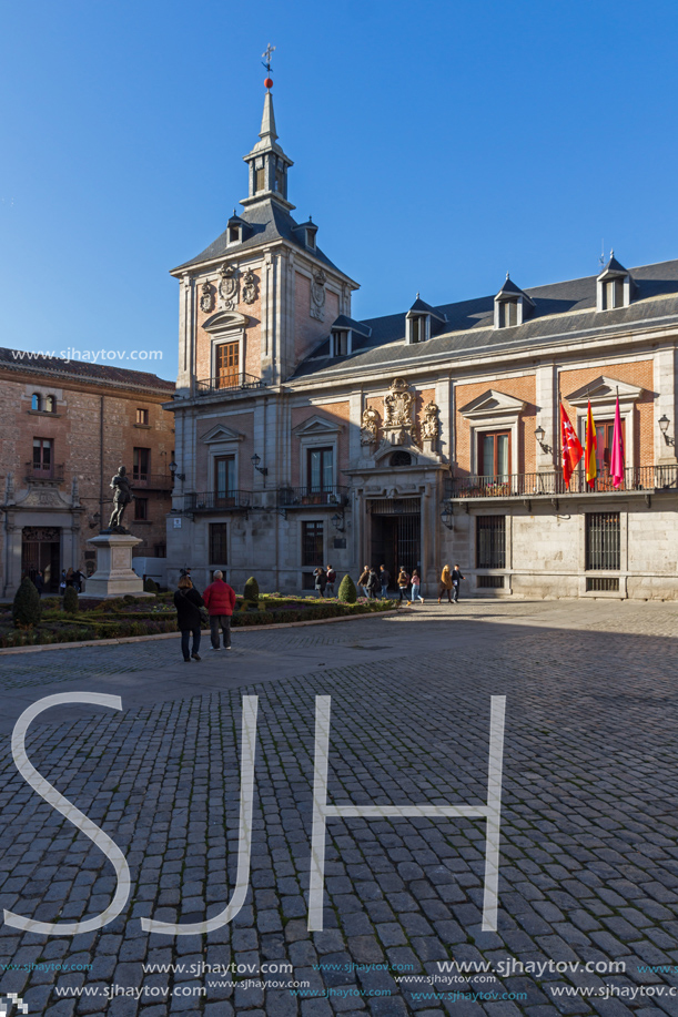 MADRID, SPAIN - JANUARY 22, 2018: Amazing view of Plaza de la Villa in City of Madrid, Spain