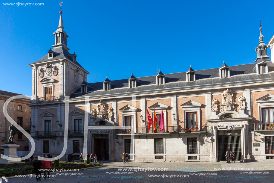 MADRID, SPAIN - JANUARY 22, 2018: Amazing view of Plaza de la Villa in City of Madrid, Spain