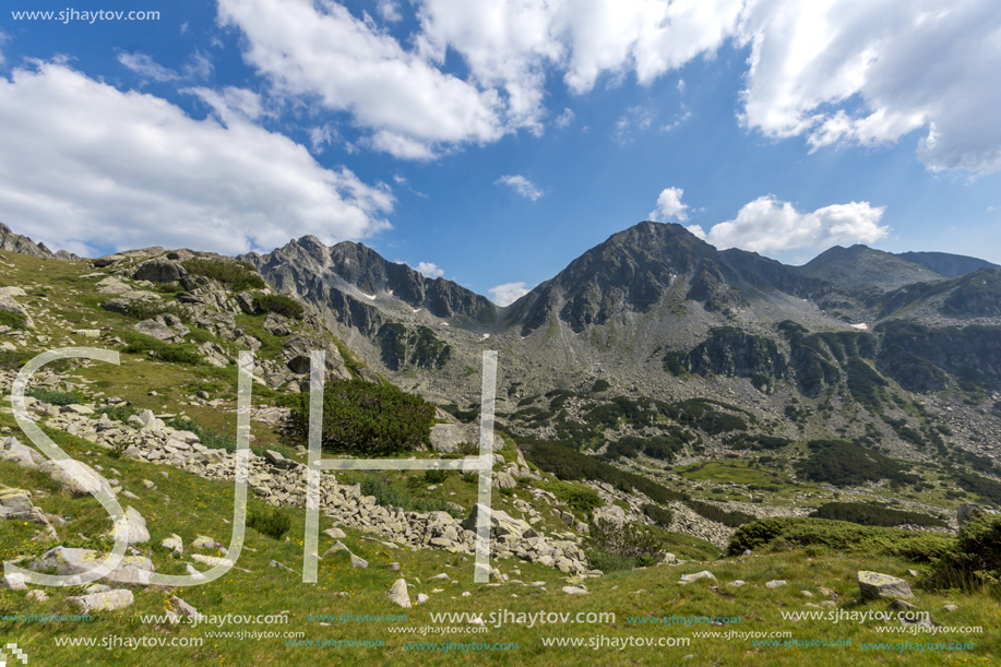 Landscape of Begovitsa River Valley, The Tooth, the dolls and Yalovarnika Peaks, Pirin Mountain, Bulgaria