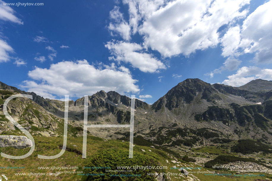 Landscape of Begovitsa River Valley, The Tooth, the dolls and Yalovarnika Peaks, Pirin Mountain, Bulgaria