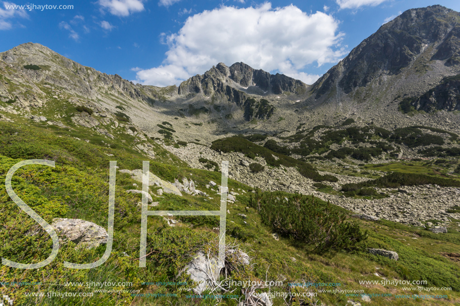 Landscape of Begovitsa River Valley, The Tooth, the dolls and Yalovarnika Peaks, Pirin Mountain, Bulgaria