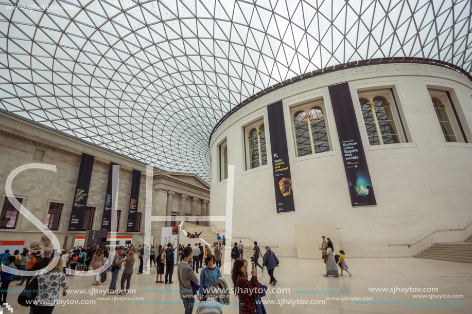 LONDON, ENGLAND - JUNE 16 2016: Inside view of British Museum, City of London, England, Great Britain