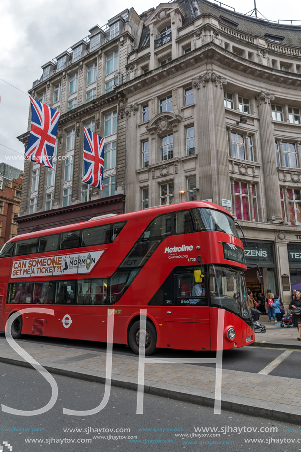 LONDON, ENGLAND - JUNE 16 2016: Clouds over Oxford Street, City of London, England, Great Britain