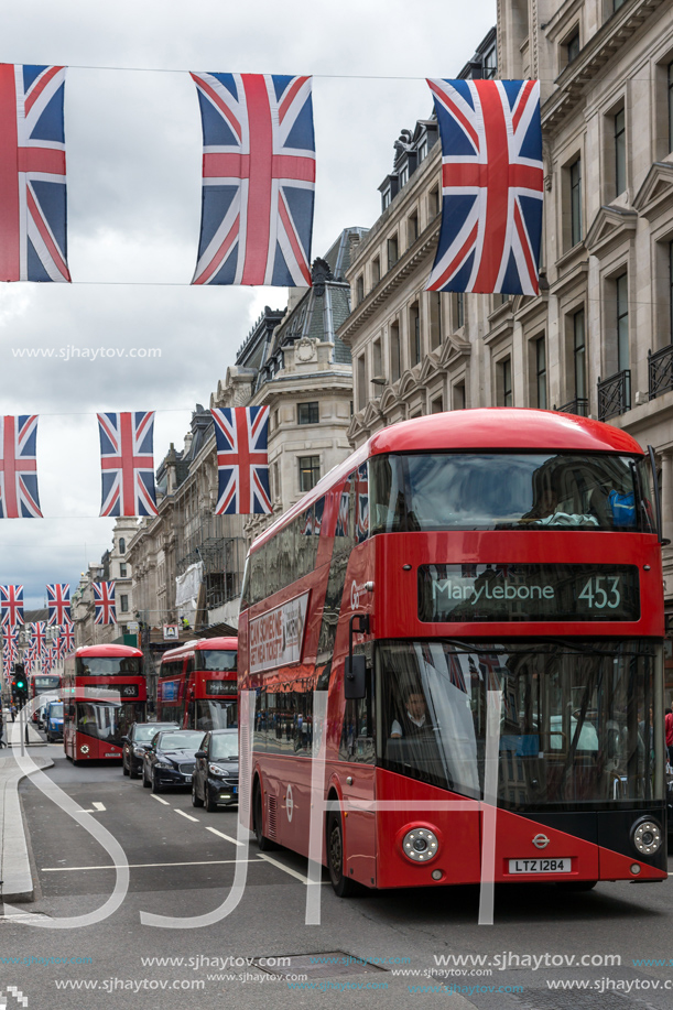 LONDON, ENGLAND - JUNE 16 2016: Clouds over Oxford Street, City of London, England, Great Britain