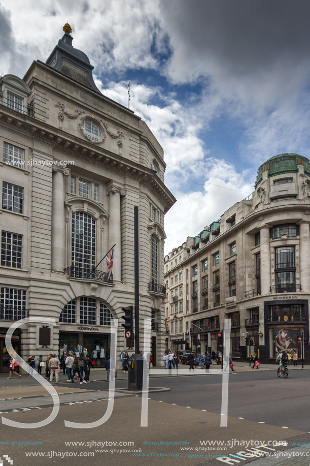 LONDON, ENGLAND - JUNE 16 2016: Clouds over Regent Street, City of London, England, Great Britain