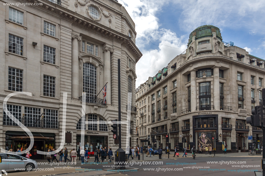 LONDON, ENGLAND - JUNE 16 2016: Clouds over Regent Street, City of London, England, Great Britain