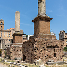 ROME, ITALY - JUNE 24, 2017: Column of Phocas at Roman Forum in city of Rome, Italy