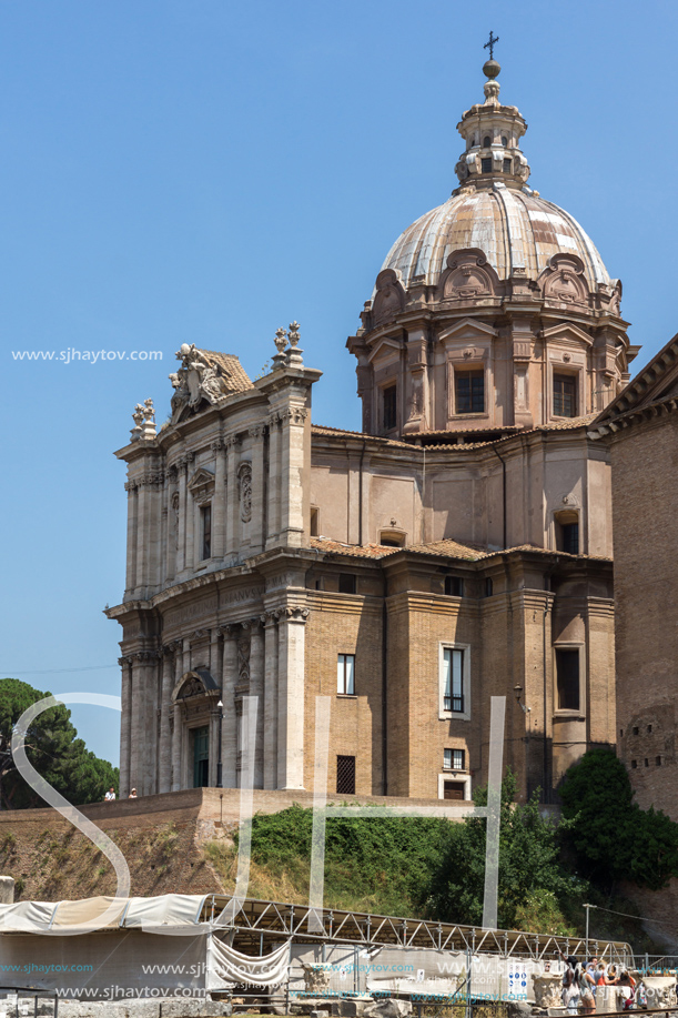 ROME, ITALY - JUNE 24, 2017: Panoramic view of Roman Forum in city of Rome, Italy